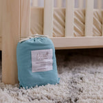 Duck Egg Blue Fitted Organic Bassinet Sheet/ Change Mat Cover - Bubba Bump