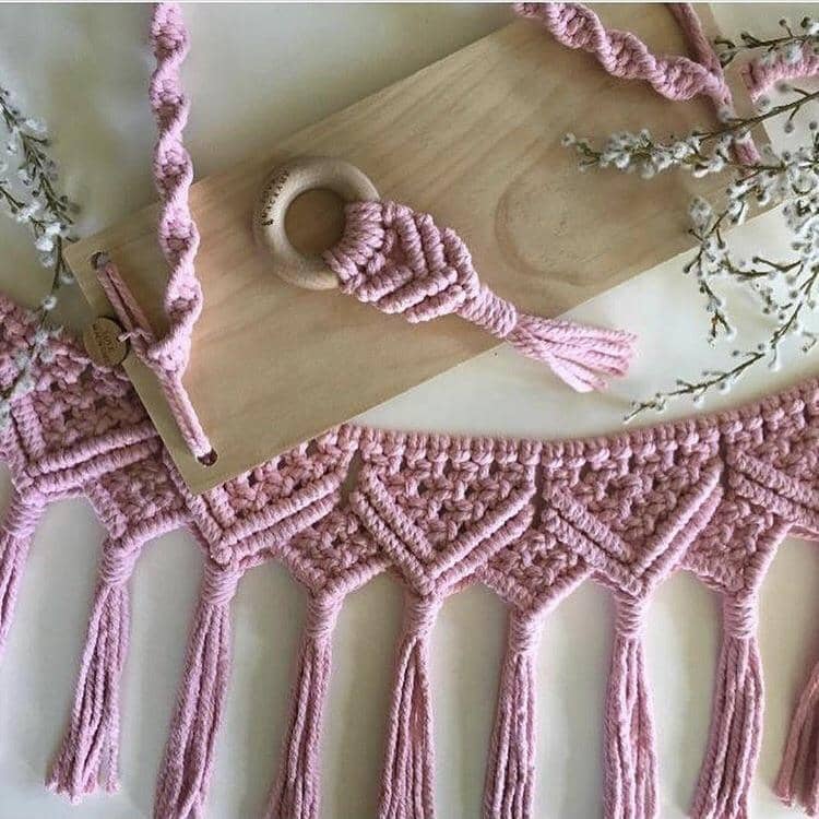 Dusty Pink Macrame Teether - Bubba Bump