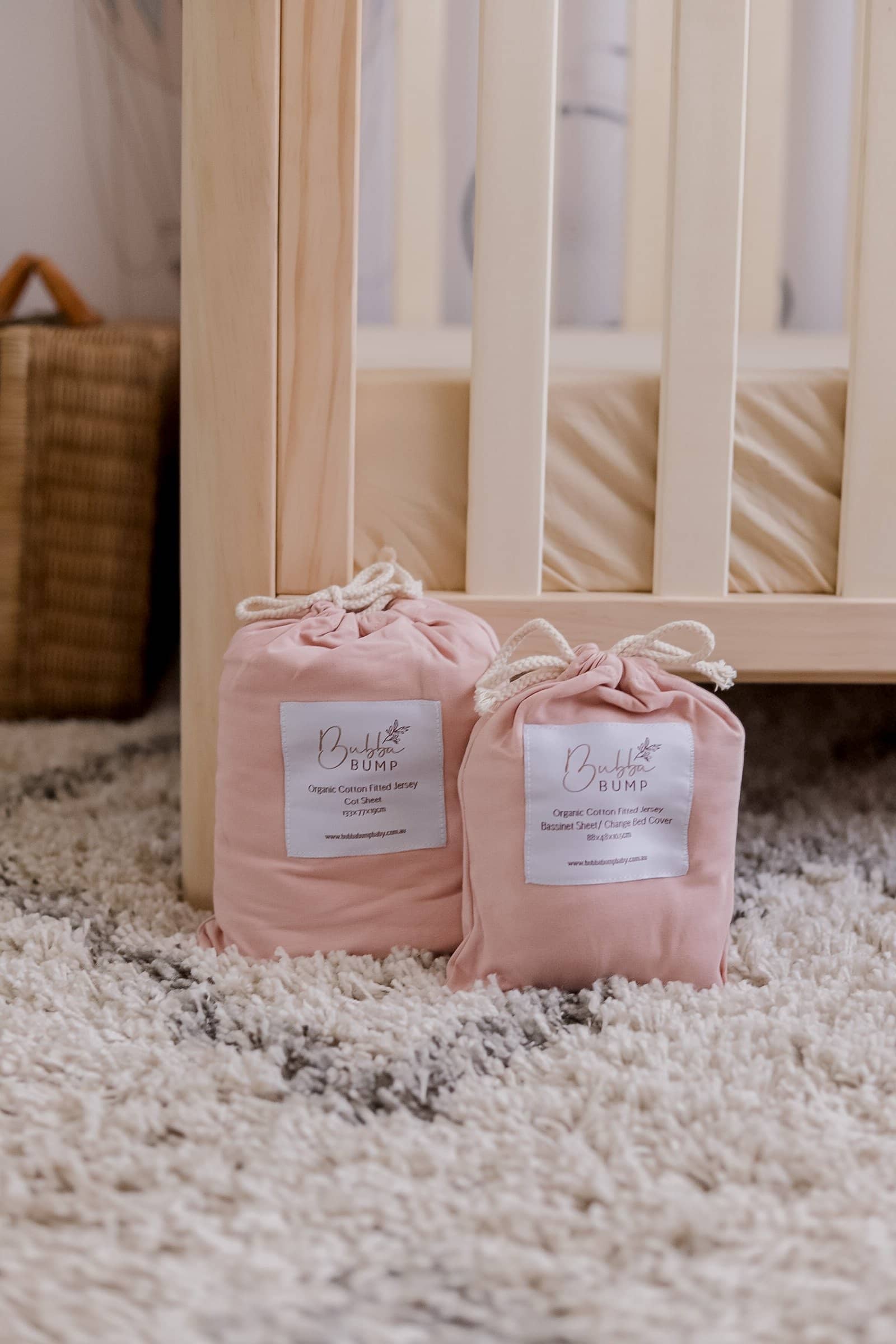 Blush Fitted Organic Bassinet Sheet/ Change Mat Cover - Bubba Bump