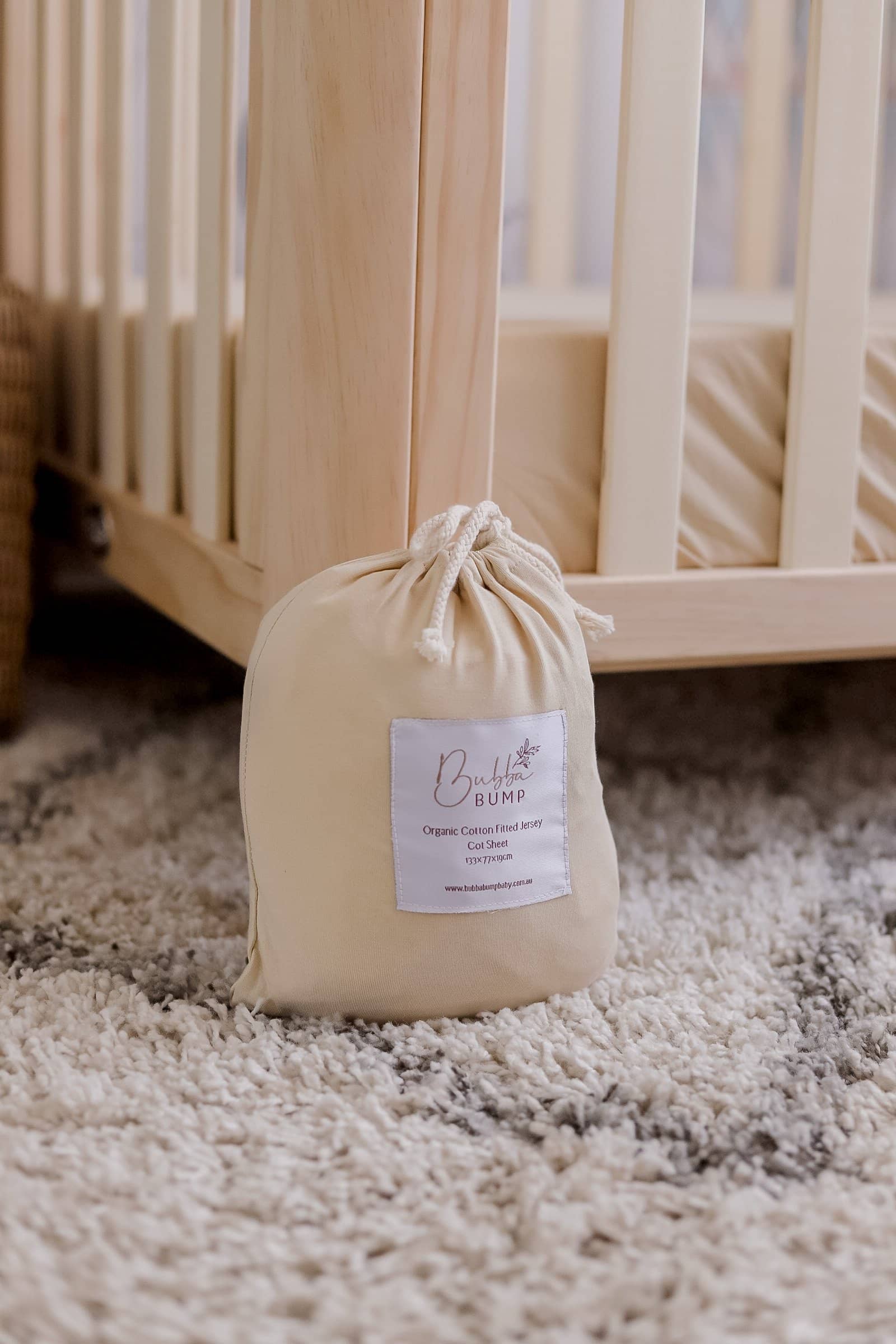 Oatmeal Fitted Organic Cot Sheet - Bubba Bump