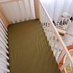 Olive Fitted Organic Cot Sheet - Bubba Bump