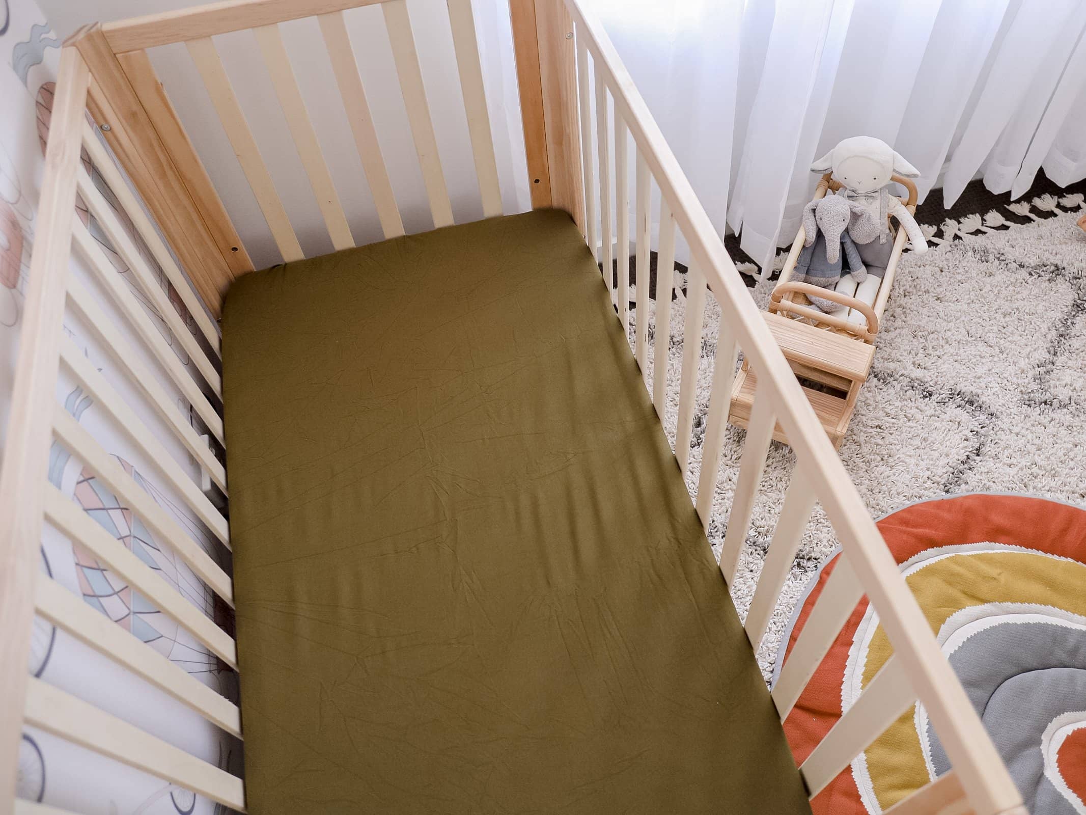 Olive Fitted Organic Cot Sheet - Bubba Bump