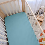 Duck Egg Blue Fitted Organic Cot Sheet - Bubba Bump