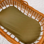 Olive Fitted Organic Bassinet Sheet/ Change Mat Cover - Bubba Bump