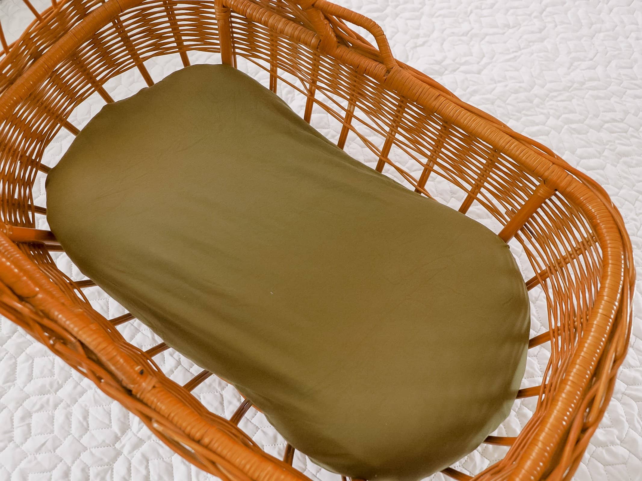 Olive Fitted Organic Bassinet Sheet/ Change Mat Cover - Bubba Bump
