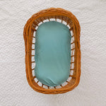 Duck Egg Blue Fitted Organic Bassinet Sheet/ Change Mat Cover - Bubba Bump