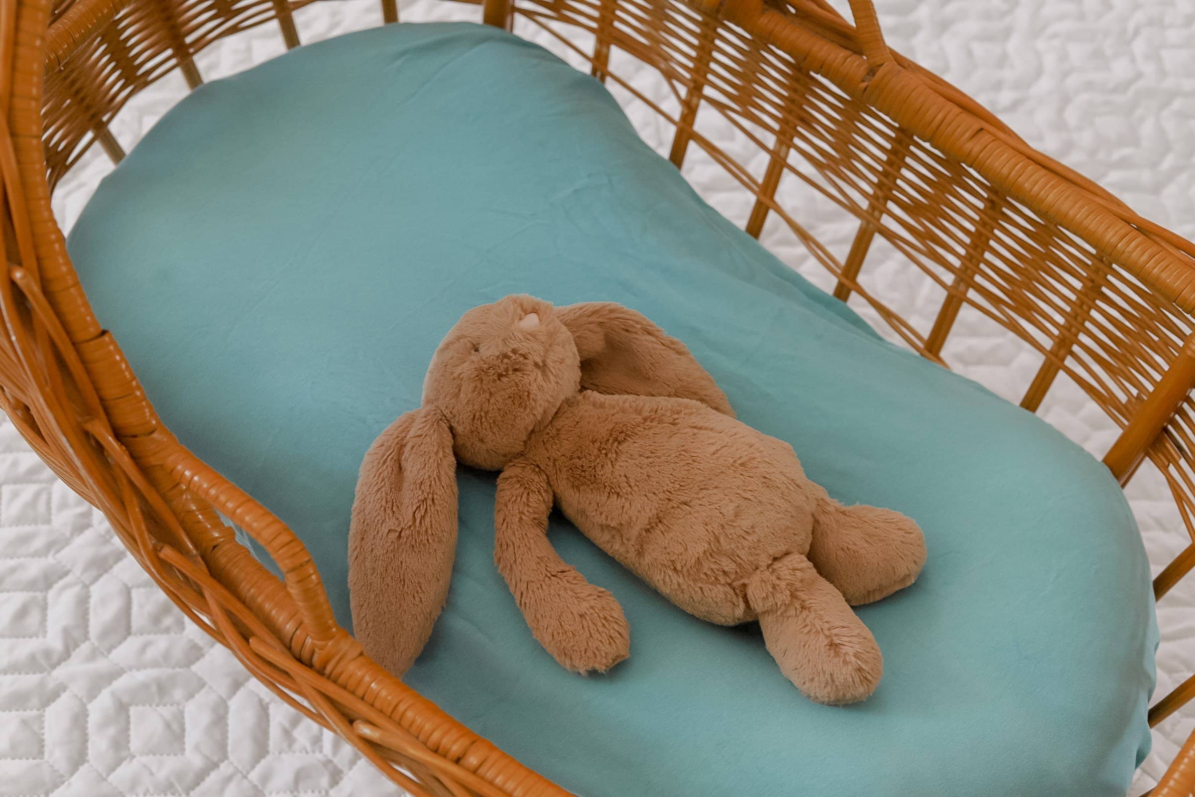 Duck Egg Blue Fitted Organic Bassinet Sheet/ Change Mat Cover - Bubba Bump