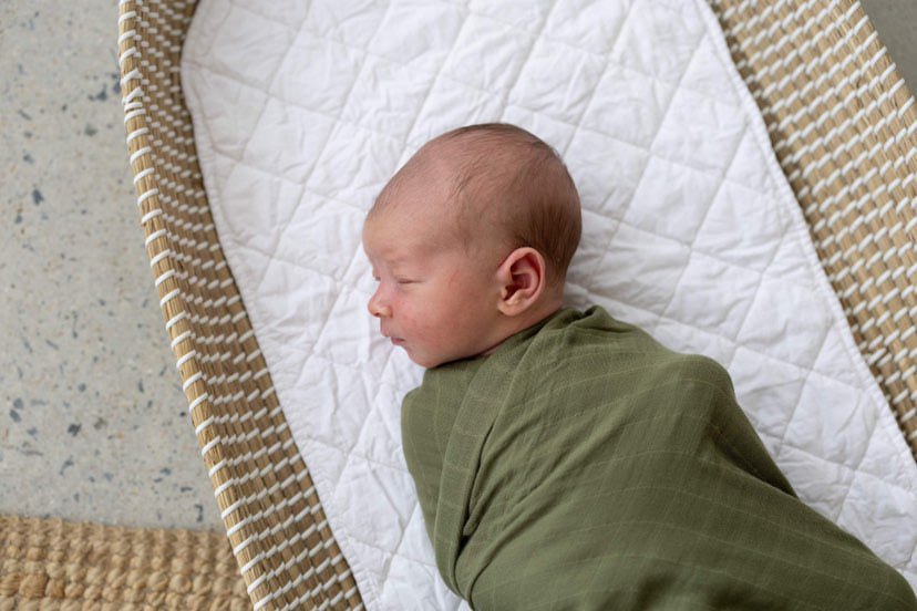 Olive Bamboo Muslin Wrap - Bubba Bump